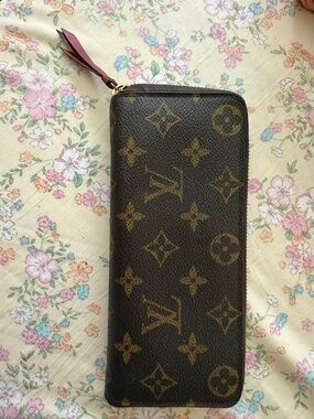 N16 Pre-owned Good Louis Vuitton Brown Monogram Long Wallet Leather Lining